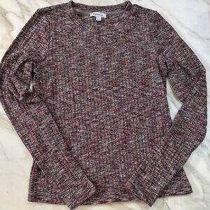 EVEREVE Marled Long Sleeve Top -pink and Gray